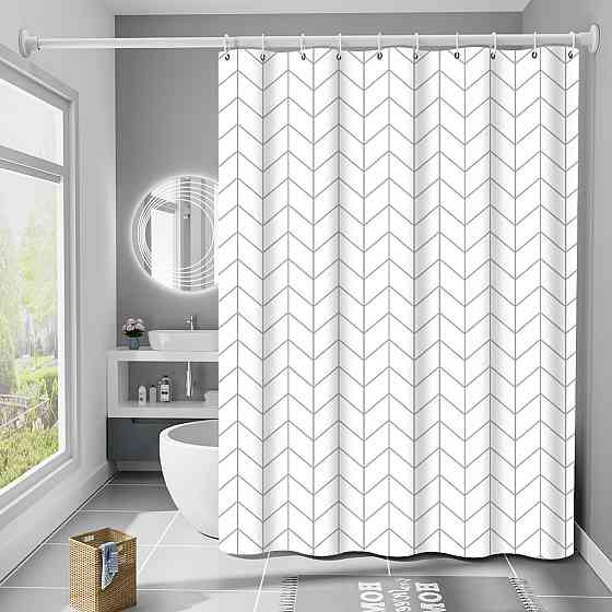 Шторка для ванной комнаты Bathlux 180 x 180 см с водоотталкивающим покрытием, Белая с серыми ромбиками Каменец-Подольский