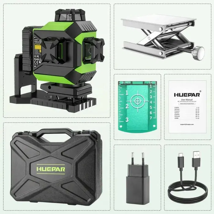 Лазерный уровень нивелир Huepar 704CG 4D Premium 6600мАh откалиброван Винница - изображение 5
