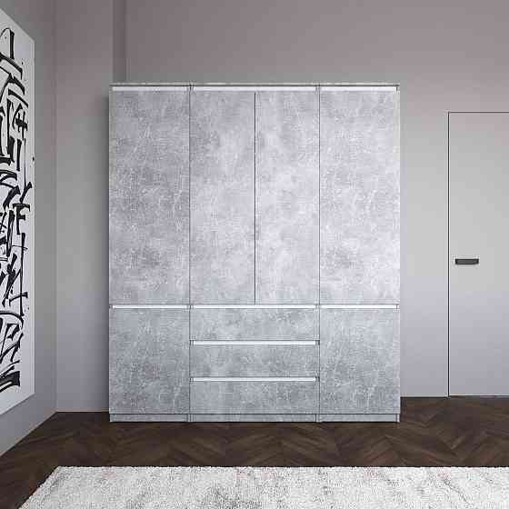 Шафа для одягу VAYS зі штангою та полицями, 3 шухляди, комплект R9+R22-2 Бетон-Білі планки Львів