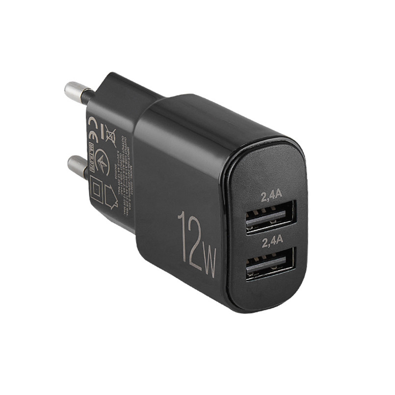 Мережевий зарядний пристрій Winso Pro 12W 2xUSB-A чорний Львів - фото 1