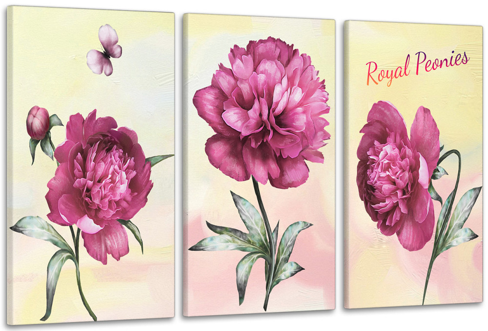 Модульная картина в гостиную / спальню Піони   ART-079_3A 100х150 см Киев - изображение 1