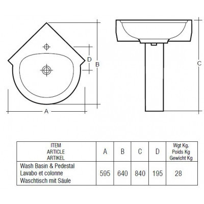 Кутовий умивальник RAK Ceramics Evolution (595х640х840 мм) з ніжкою Білий Київ - фото 2