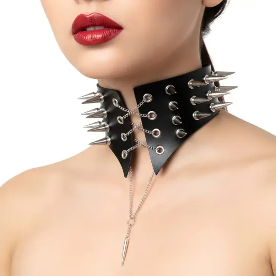 Чокер комір з шипами Art of Sex - Ariadne, натуральна шкіра, колір чорний, L-2XL Львов