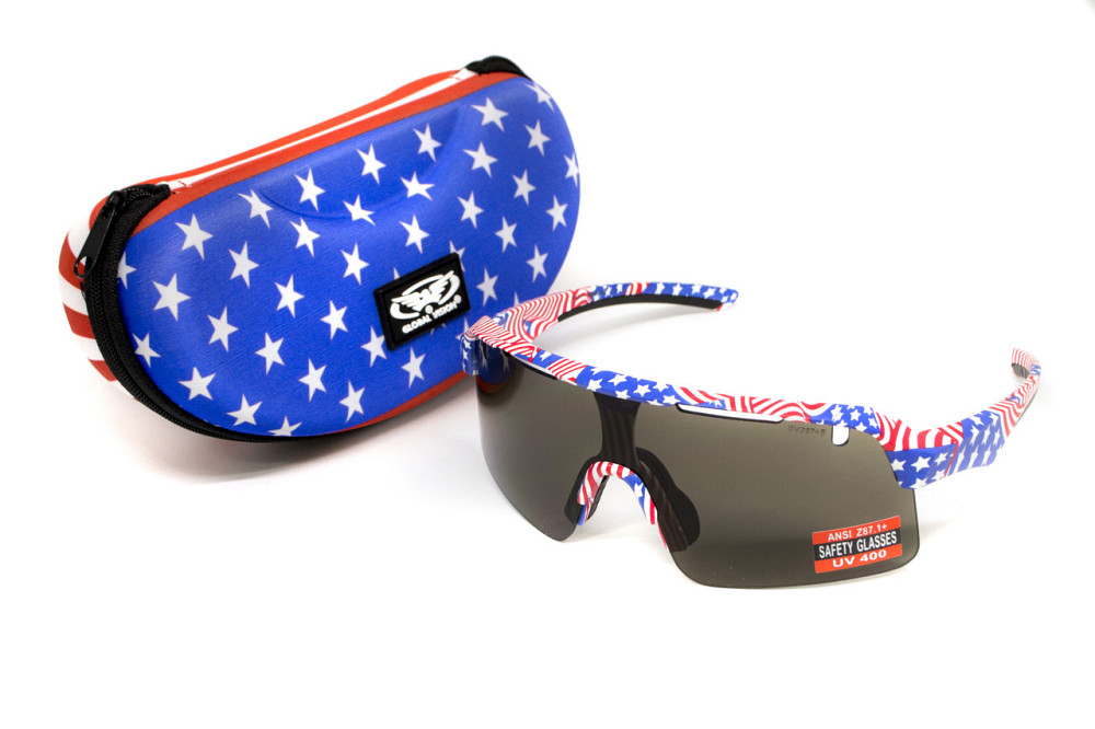 Окуляри захисні Global Vision Holeshot USA Flag (gray), сірі в оправі прапор США Запоріжжя - фото 1