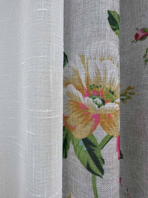 Комплект штор VR-Textil Лен Прованс 150х270 2шт и Тюль 500х270 2083ш-115т Разноцветный с белым 71-218/4 Киев - изображение 6