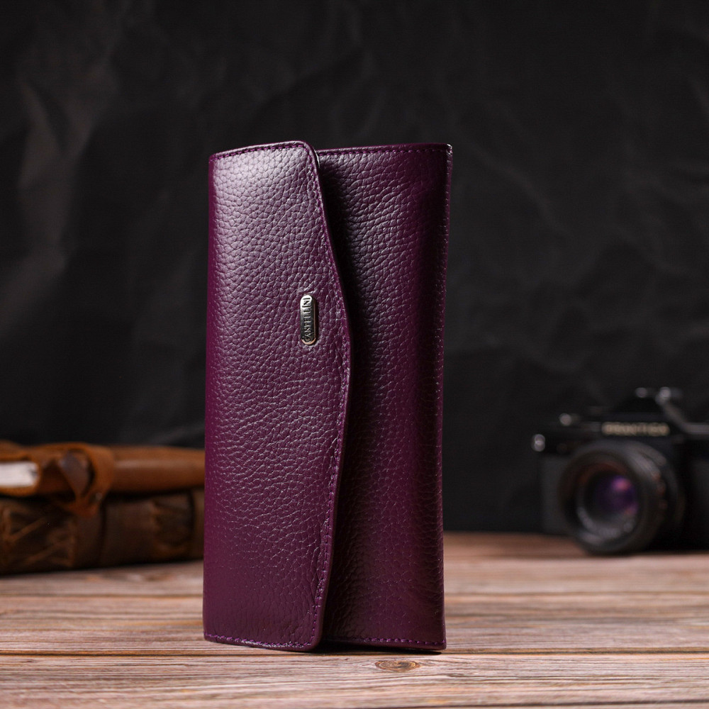 Ультрамодне жіноче портмоне з натуральної шкіри флотар Бузкове (CANPELLINI) Київ - фото 2