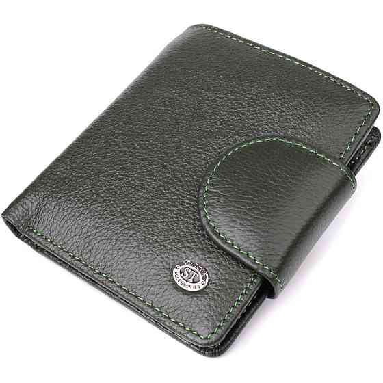 Вертикальний жіночий гаманець з натуральної шкіри ST Leather 23070 Зелений Київ
