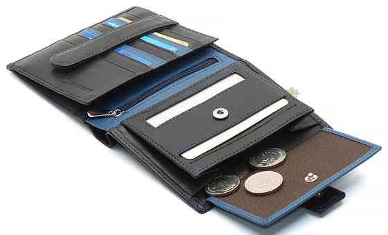 Чорний чоловічий гаманець з фіксацією з натуральної шкіри Marco Coverna MC-1005 A 1221 Київ