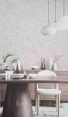 Шпалери вінілові на флізеліні AdaWall Roka 1.06х10 під камінь структурні бежеві прожилки сріблом 23107-2 Київ