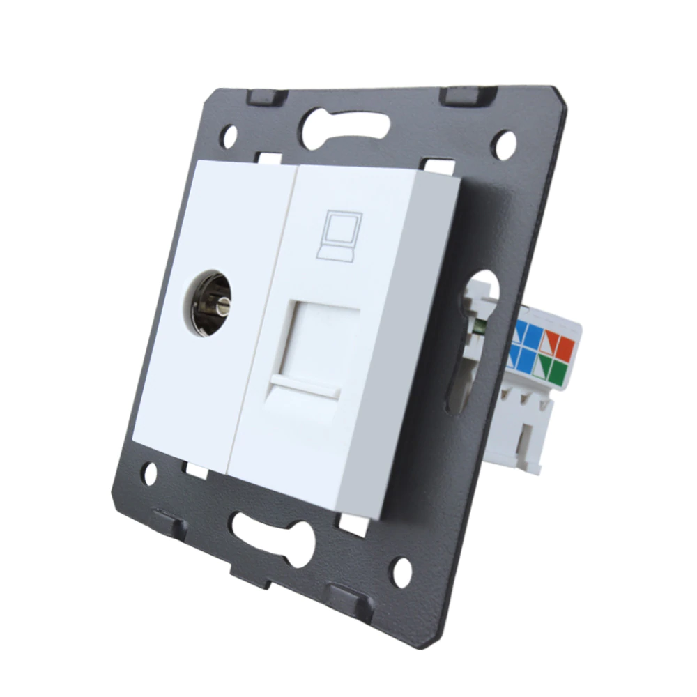 LIVOLO Розетка LIVOLO телевізійна + комп'ютерна RJ-45 (8P8C Cat.6), біла, з пилозахистом, модул Коломия - фото 2