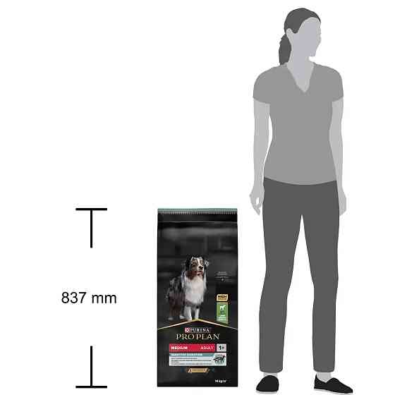 Сухий корм PRO PLAN Medium Adult 1+ Sensitive Digestion для дорослих собак середніх порід, з чутливим травленням, з ягням, 14 кг Київ