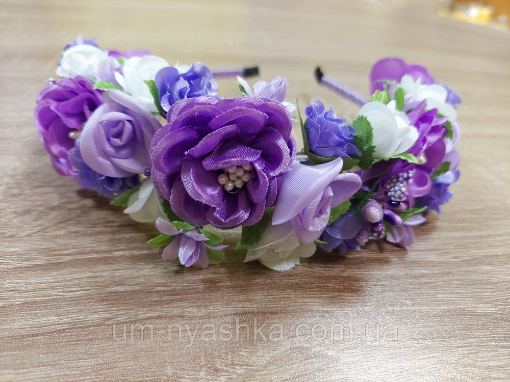 Обідок обруч з трояндочками "Фіолетовий 5 троянд" Кривий Ріг - фото 4