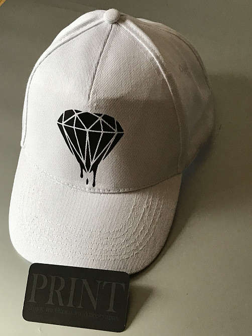 Белая хлопковая Кепка\Бейсболка с АЛМАЗОМ Черновцы - изображение 2
