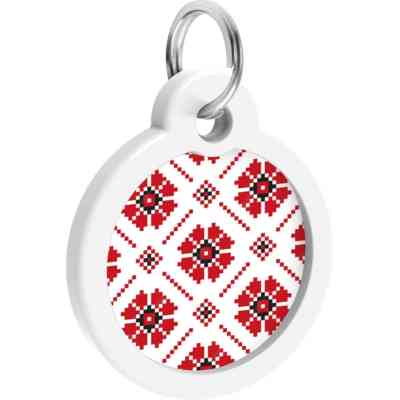 Адресник для животных WAUDOG Smart ID с QR паспортом "Вышиванка" круг 30 мм (230-4033) Винница