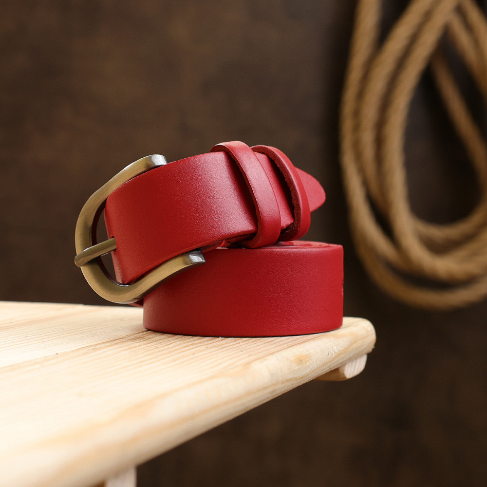 Женский кожаный ремень Vintage 20786 Красный Киев - изображение 10