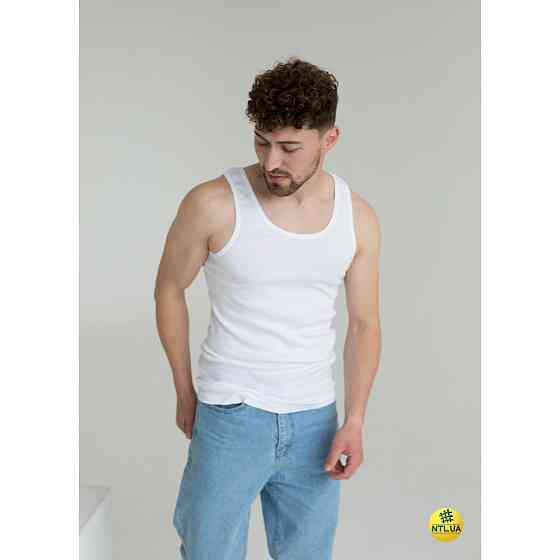 Комплект мужских маек 4 штуки (Черный, Серый, Белый, Синий) 100% хлопок Наталюкс 21-1103 Киев