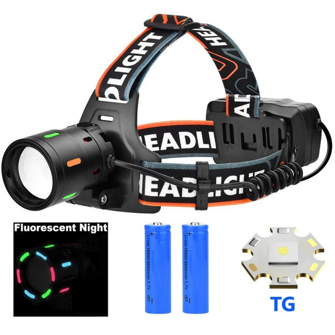 Тактичний налобний ліхтар на акумуляторі, Потужний налобний ліхтар для риболовлі прожектор HF-80 Львів - фото 7