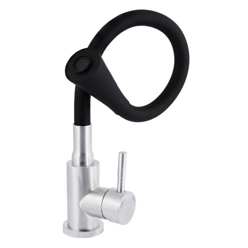 Змішувач для кухні Lidz Aria 015F31 з гнучким виливом LDARI015F31BNK31872 Black / Nickel сатин/чорний Київ - фото 3