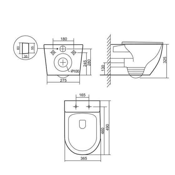 Унитаз подвесной Robin Ultra Quiet 490×365×325 мм, Anthracite, с сиденьем Slim Duroplast / Soft-close / Quick Release Киев