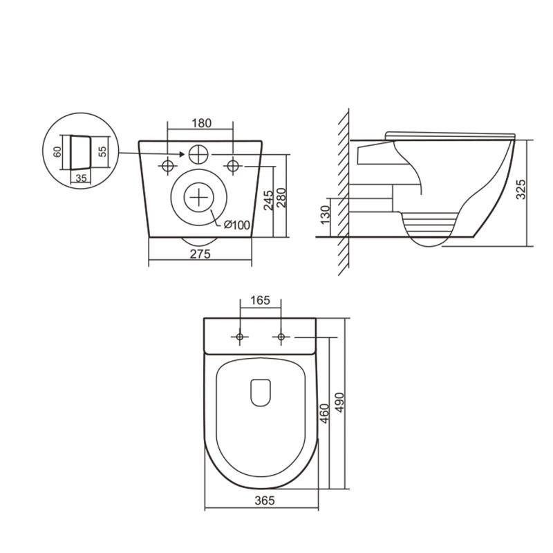 Унитаз подвесной Robin Ultra Quiet 490×365×325 мм, Anthracite, с сиденьем Slim Duroplast / Soft-close / Quick Release Киев - изображение 2