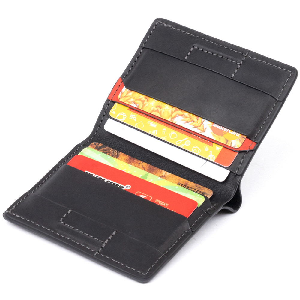 Функціональне тонке портмоне GRANDE PELLE 11326 Чорне Київ - фото 3