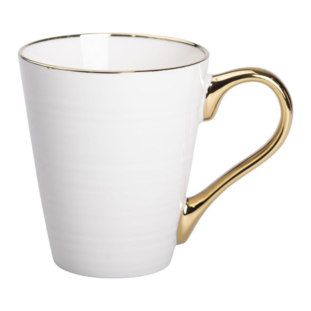 Фарфоровий кухоль з золотим обідком і ручкою 320 мл Київ - фото 3