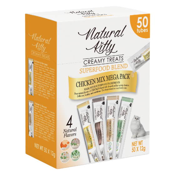 Набір крем-снеків Natural Kitty Creamy для котів на основі курятини 50 шт.х12 г (4 смаки) Вінниця