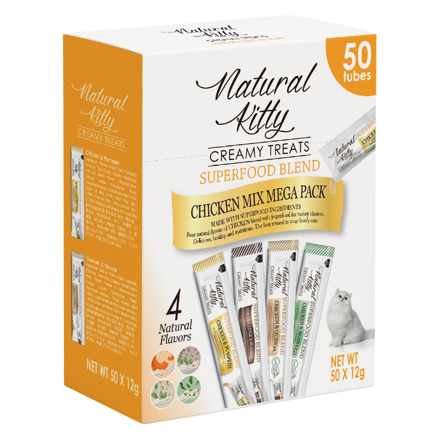 Набір крем-снеків Natural Kitty Creamy для котів на основі курятини 50 шт.х12 г (4 смаки) Вінниця - фото 1