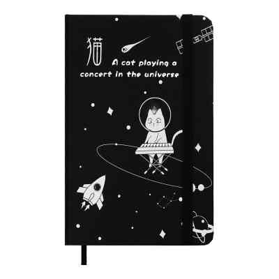 Книга записная ZiBi Cosmo A6 в клетку твердая обложка на резинке 80 листов, черная (ZB.116102) Винница