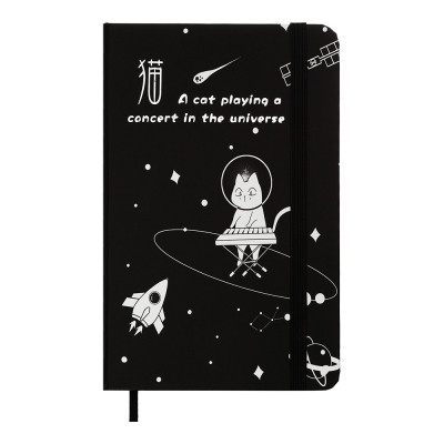 Книга записная ZiBi Cosmo A6 в клетку твердая обложка на резинке 80 листов, черная (ZB.116102) Винница - изображение 1