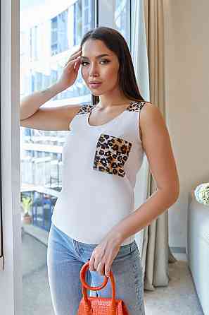 Жіноча майка з принтом Jessa 42-44, Белый Киев