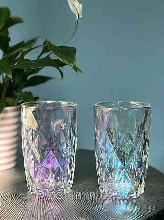 Набір склянок OLens "Райдужний смарагд" 340 мл 6 шт. прозорий із переливом для дому та ресторанів Київ
