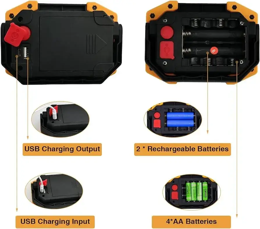 Уцінка Світлодіодний портативний ліхтар Tekstap 10W 6500K 500lm IP54 c USB з Акумуляторами 18650 Київ - фото 8