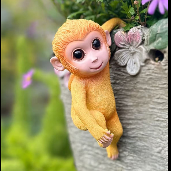 Прикраси для квіткового горщика Мавпи 16 х 10 см Садові фігурки з полістоуну 2 Одеса