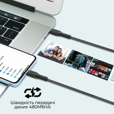 Дата кабель USB-C to Lightning cablekit-ci Promate (cablekit-ci) Вінниця - фото 5