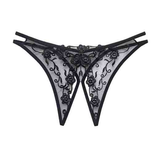 Еротичні трусики з розрізом чорні унісекс - розмір універсальний, резинка до 90см Київ