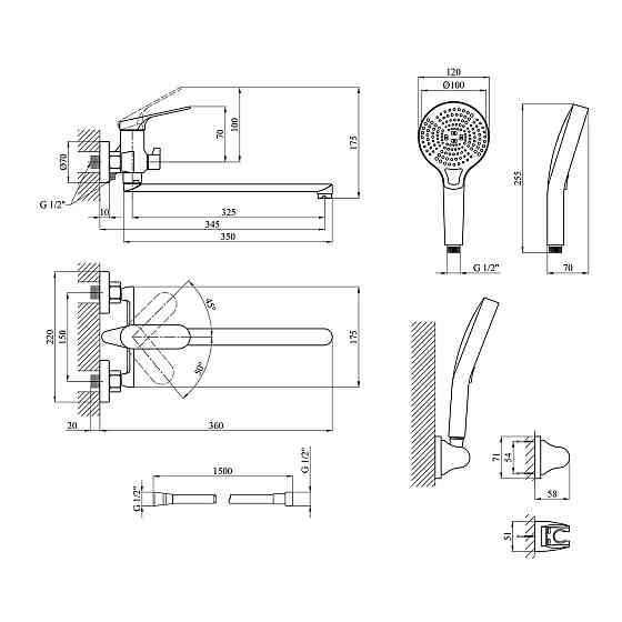 Набор смесителей Kroner Linz-GRN070 + смеситель Linz-GRN010 Киев