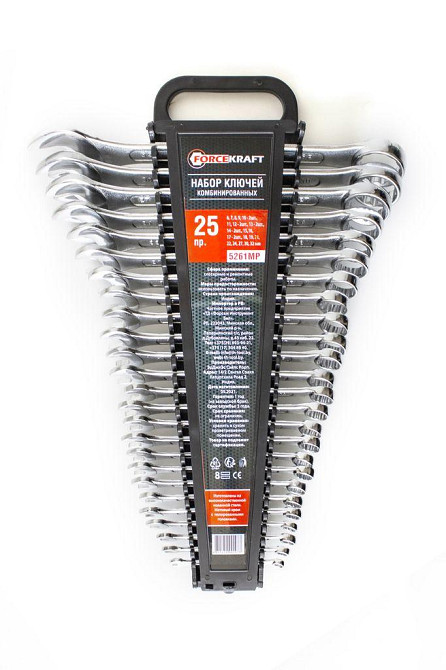 Набір ключів комбінованих 25пр. (6-19, 21, 22, 24, 27, 30, 32мм) в пластиковому утримувачі Одеса - фото 1