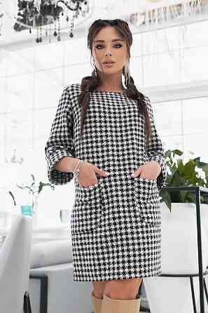 Платье с принтом в гусиную лапку Rosemary 42-44, Черный Киев