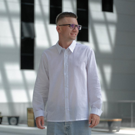 Сорочка чоловіча з довгим рукавом біла класична бавовняна приталена ділова базова однотонна Vento Одеса