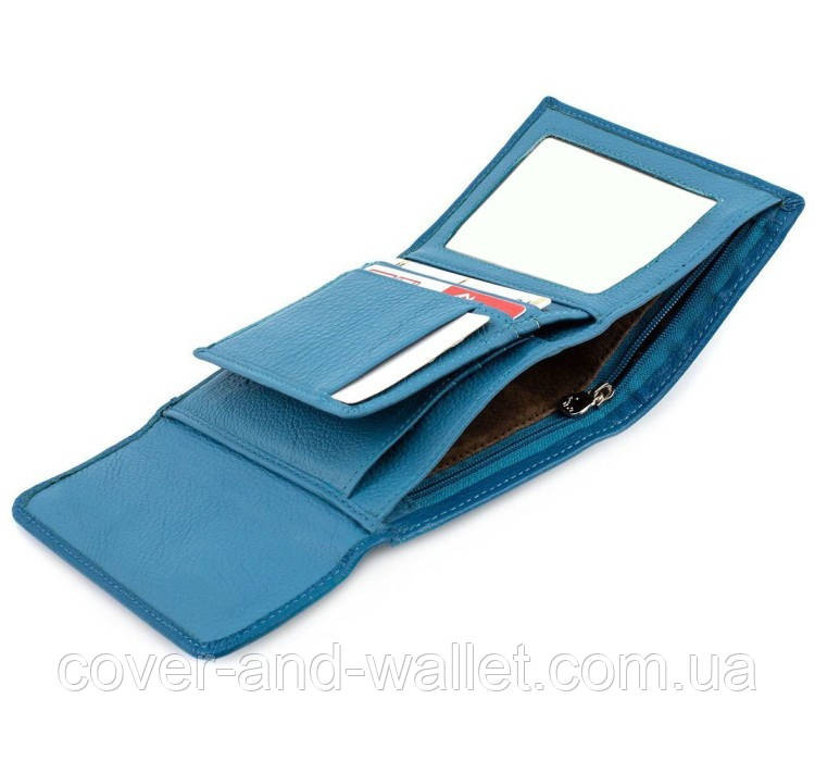 Красивий шкіряний гаманець для дівчат бірюзового кольору на магнітах Marco Coverna MC-2047A Київ - фото 8