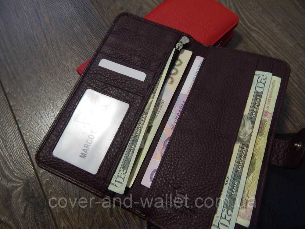 Стильный коричневый кожаный кошелек  Marco Coverna Киев - изображение 5