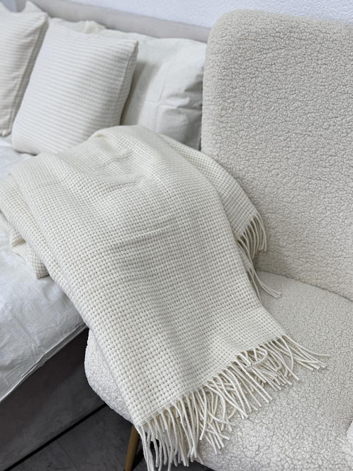 Vladi Плед Vladi 170х210 см вовняний Нова Зеландія молочний Коломия - фото 2