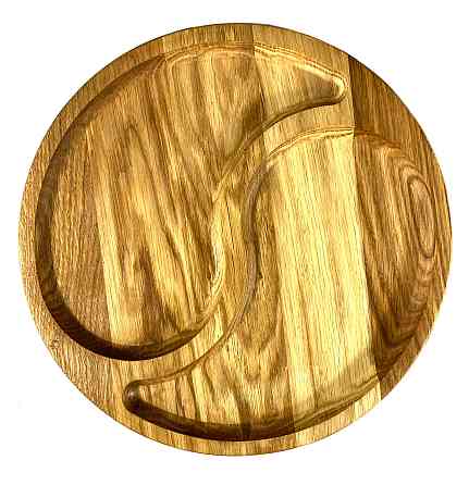 Деревянная тарелка из натурального дерева диаметр 30 см, высота 2 см, тарелка для закусок Каменец-Подольский