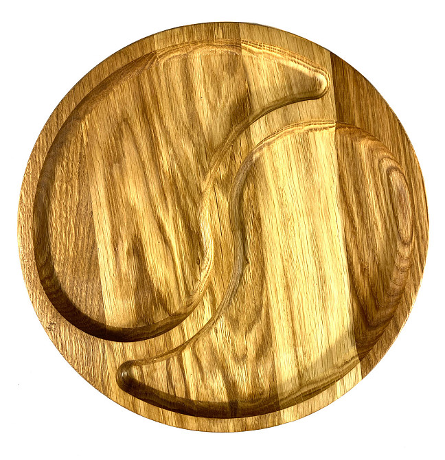 Деревʼяна тарілка з натурального дерева діаметр 30 см, висота 2 см, тарілка для закусок Кам'янець-Подільський - фото 2