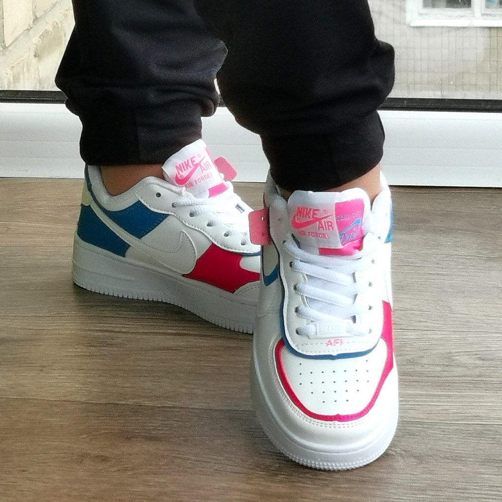 Кроссовки Nike Force Белые Женские Цветн Кожаные Форсы Найк (размеры: 36,37,38,39,40,41) Видео Обзор Днепр - изображение 2