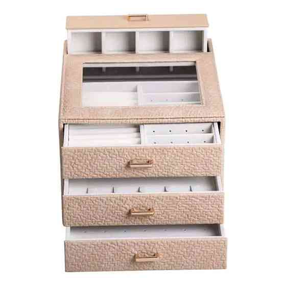 Yiwu Скринька для прикрас з еко шкіри 3 яруси органайзер для ювелірних виробів HP-5-16CR Коломыя