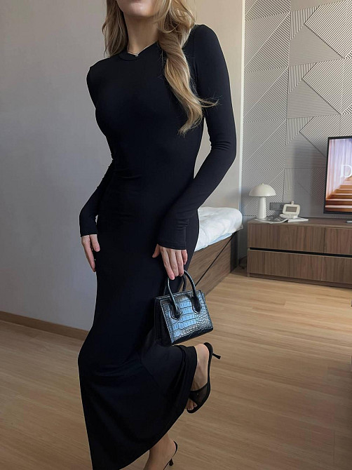 Женское облегающее макси платье из вискозы Черный Одесса - изображение 7