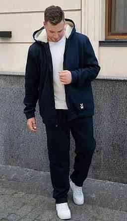 Чоловічий теплий костюм на флісі з хутром Синій 48/50 Харків