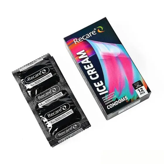 Презервативи Holographic Recare Ice Cream Big Dotted Condoms 12 шт, з пухирцями, аромат: морозиво Львів